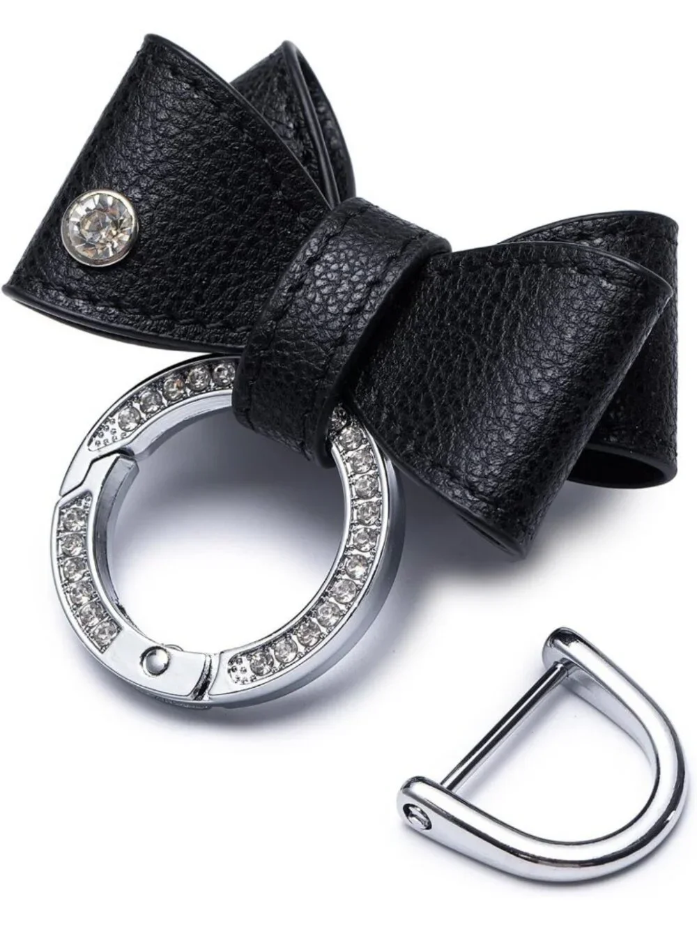 Sparkling Crystal Key Chain for Women | Bow Key Fob Ring Strap Purse Charm